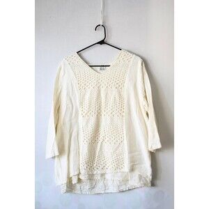 Parsley & Sage 1x white gauze top blouse eyelet